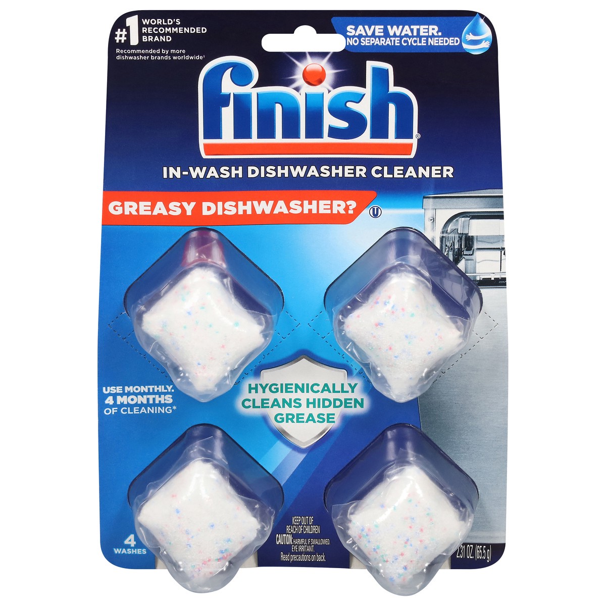 slide 1 of 12, Finish In-Wash Dishwasher Cleaner 4 ea, 4 ct