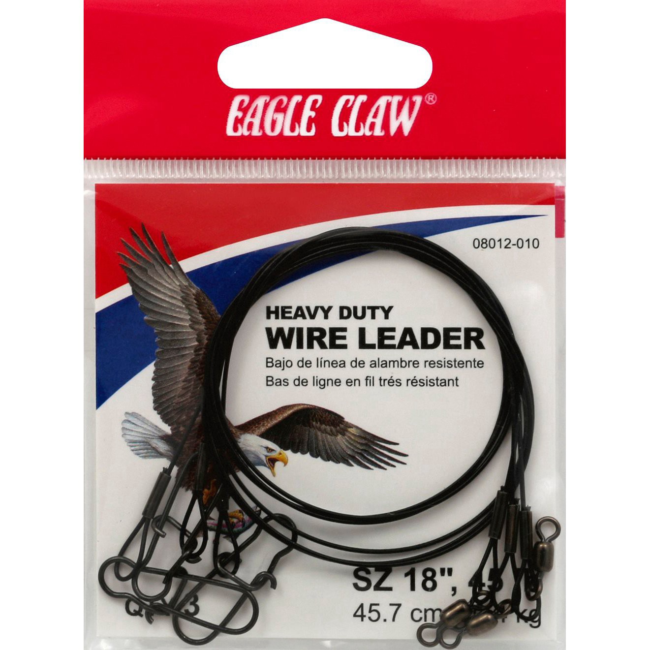 slide 1 of 1, Eagle Claw Heavy Duty Wire Leader 18", 45 lb, 3 ct