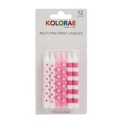 Kolorae Multi Pink Print Birthday Candles - Ea