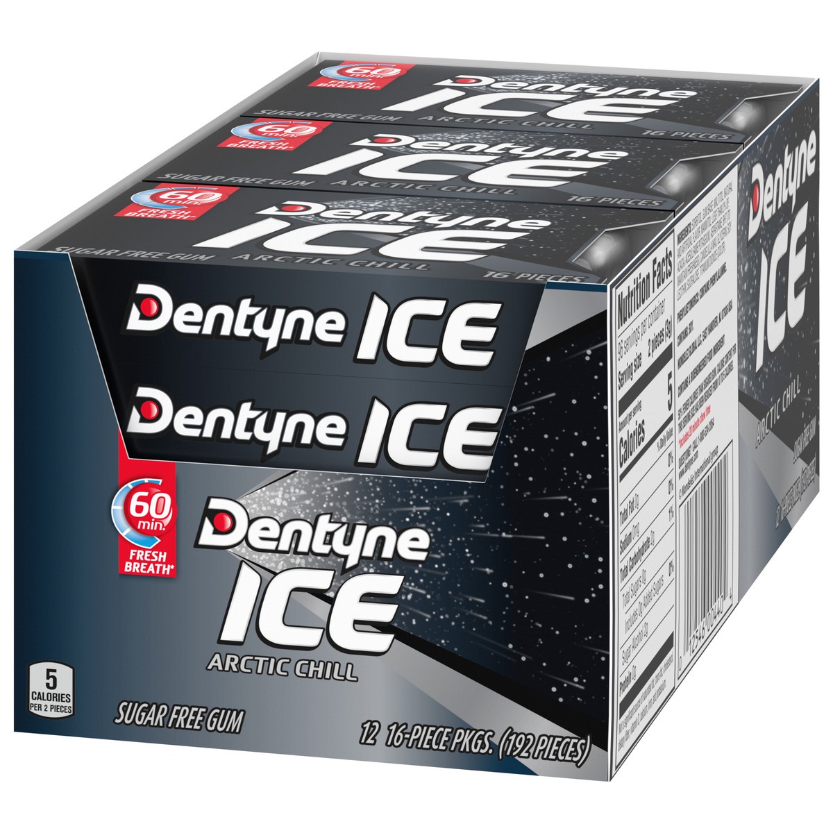 slide 11 of 13, Dentyne Ice Arctic Chill Sugar Free Gum, 12 Packs of 16 Pieces (192 Total Pieces), 