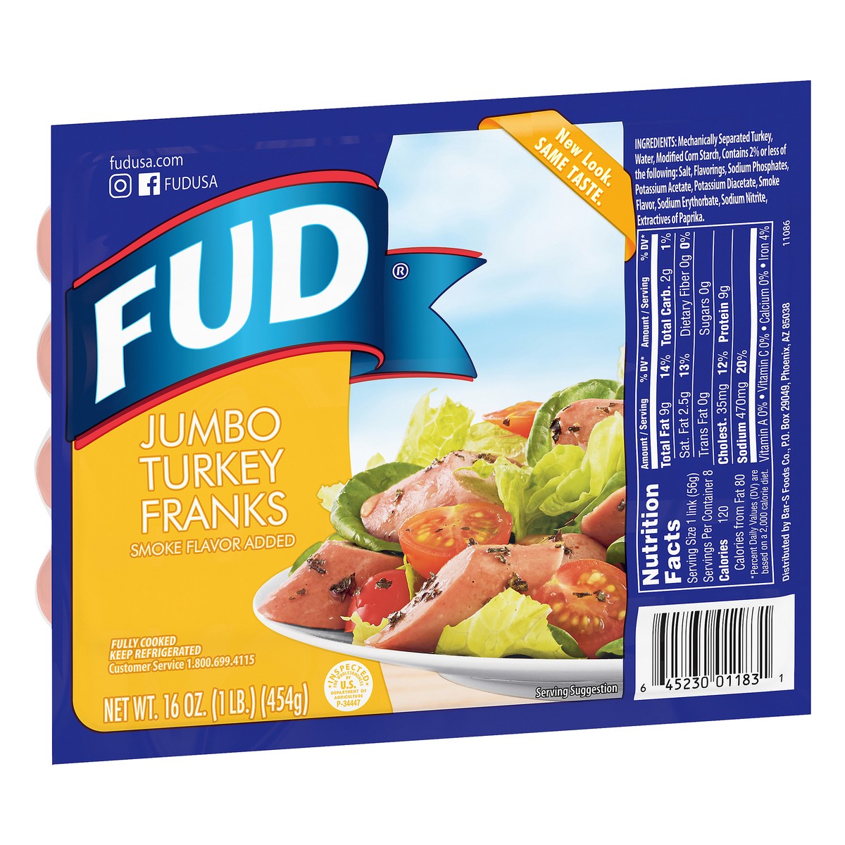 slide 6 of 9, FUD Jumbo Turkey Franks 16 oz, 16 oz