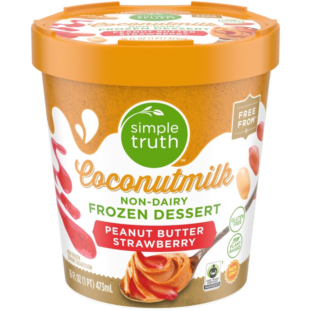 slide 3 of 3, Simple Truth Peanut Butter Strawberry Coconut Milk Frozen Dessert, 1 pint