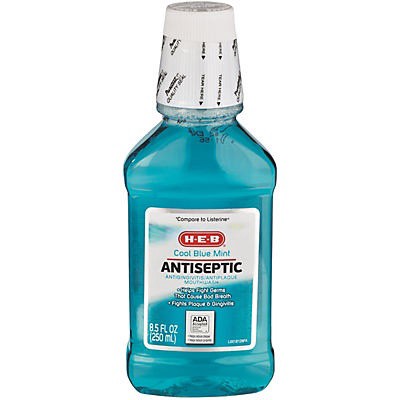 slide 1 of 1, H-E-B Antiseptic Mouthwash Cool Blue Mint, 8.5 oz