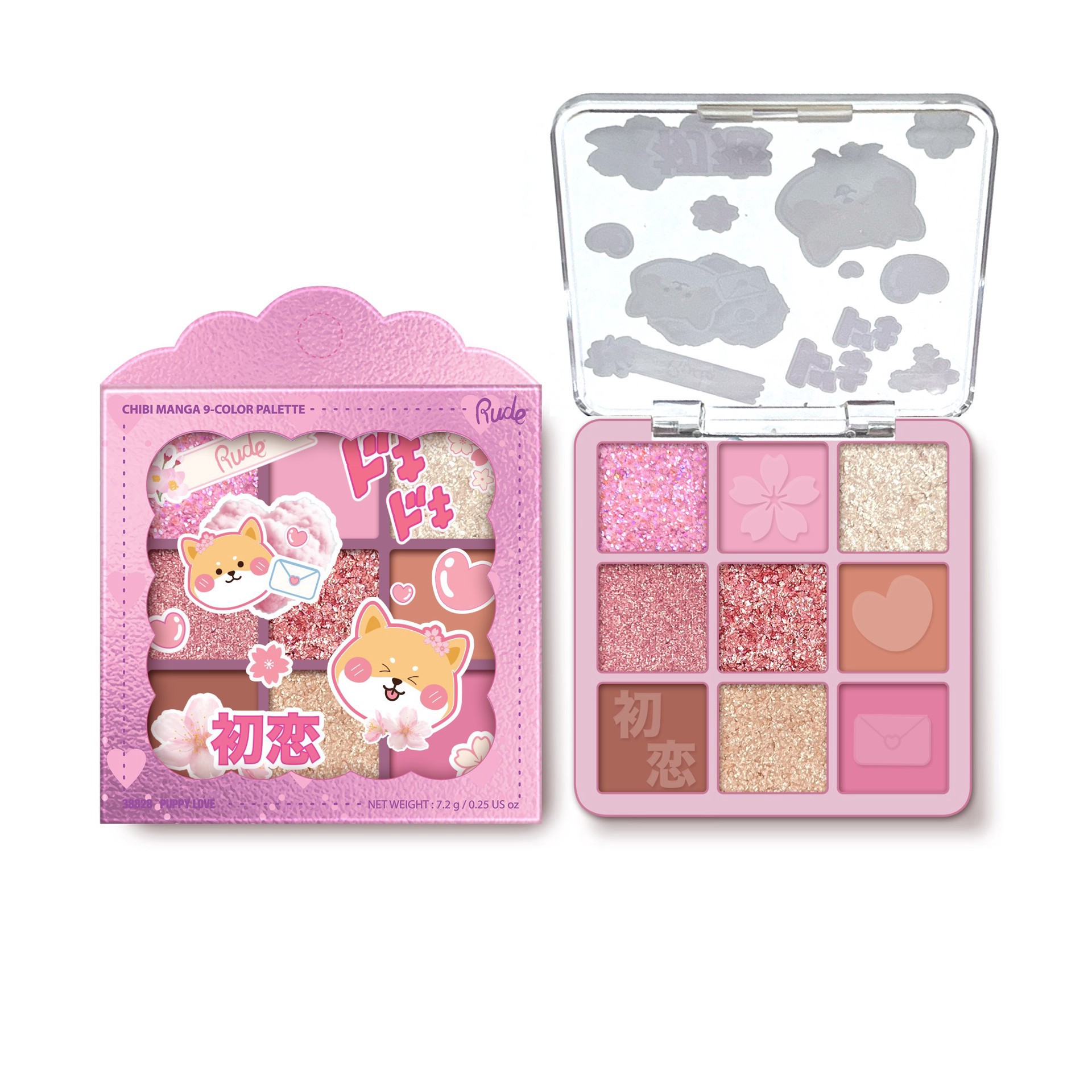 slide 1 of 1, Rude Cosmetics Chibi Manga 9 Color Eyeshadow Palette - Puppy Love, 1 ct