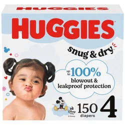 Huggies Snug & Dry Baby Diapers, Size 4 (22-37 lbs), 150 Ct