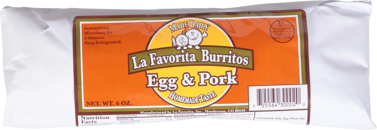 slide 9 of 11, La Favorita Egg & Pork Burritos 6 oz, 6 oz