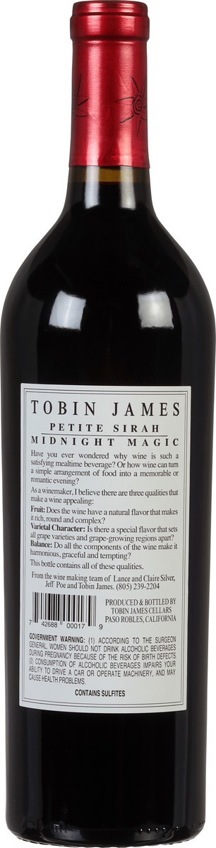 slide 6 of 9, Tobin James Midnight Magic Paso Robles Petite Sirah 750 ml, 750 ml