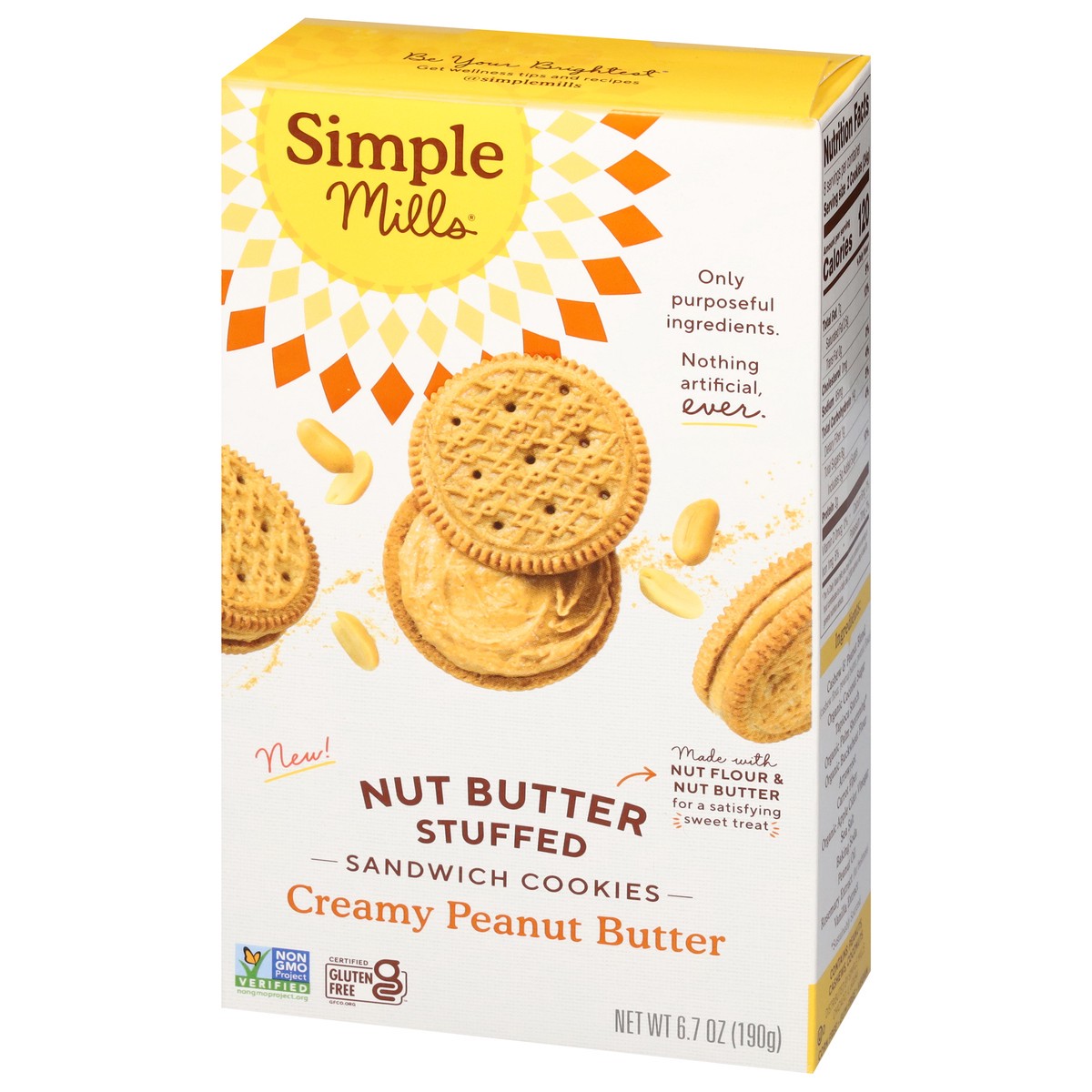 slide 3 of 14, Simple Mills Nut Butter Stuffed Creamy Peanut Butter Sandwich Cookies 6.7 oz, 6.7 oz