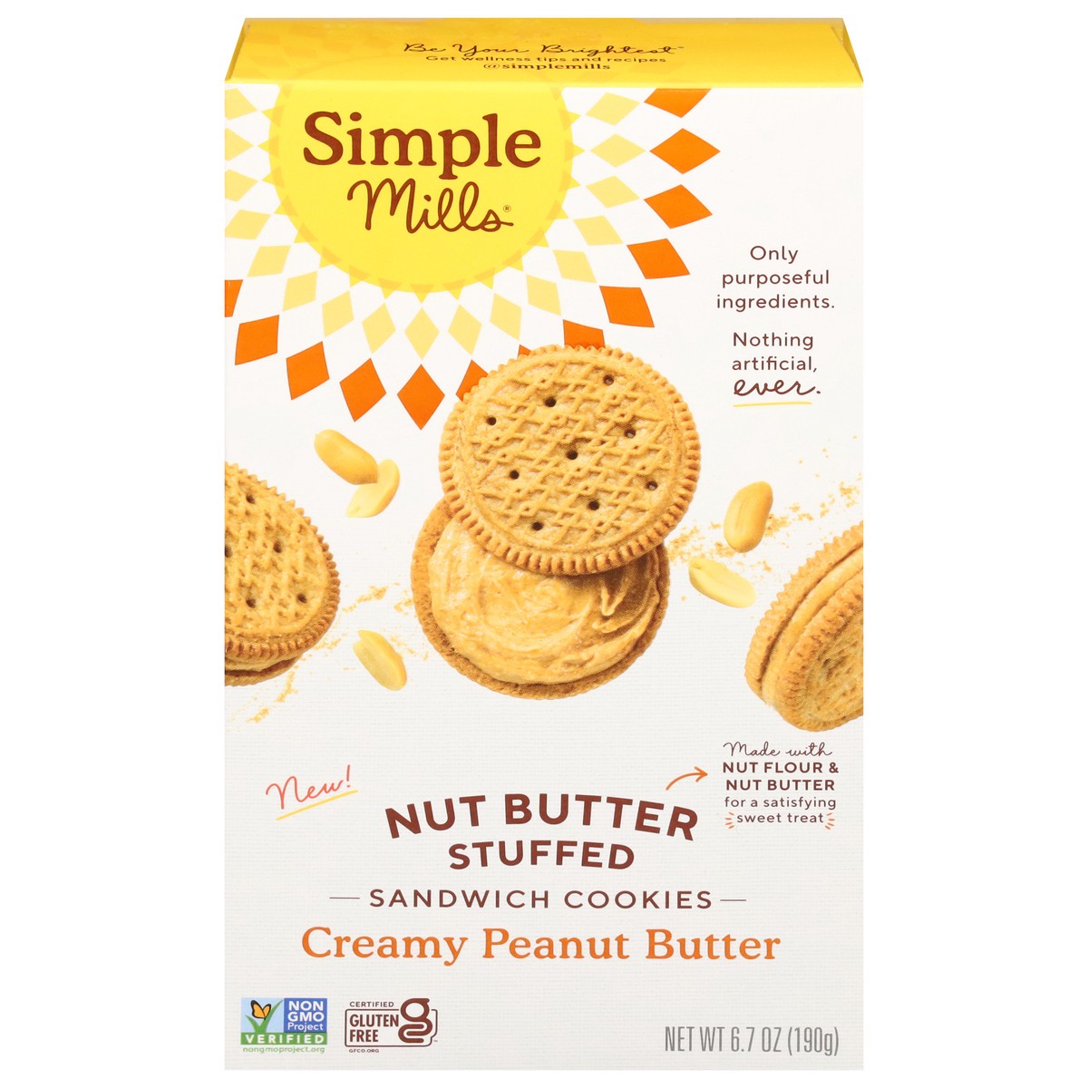 slide 4 of 14, Simple Mills Nut Butter Stuffed Creamy Peanut Butter Sandwich Cookies 6.7 oz, 6.7 oz