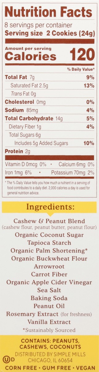 slide 2 of 14, Simple Mills Nut Butter Stuffed Creamy Peanut Butter Sandwich Cookies 6.7 oz, 6.7 oz