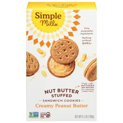 Simple Mills Nut Butter Stuffed Creamy Peanut Butter Sandwich Cookies 6.7 oz