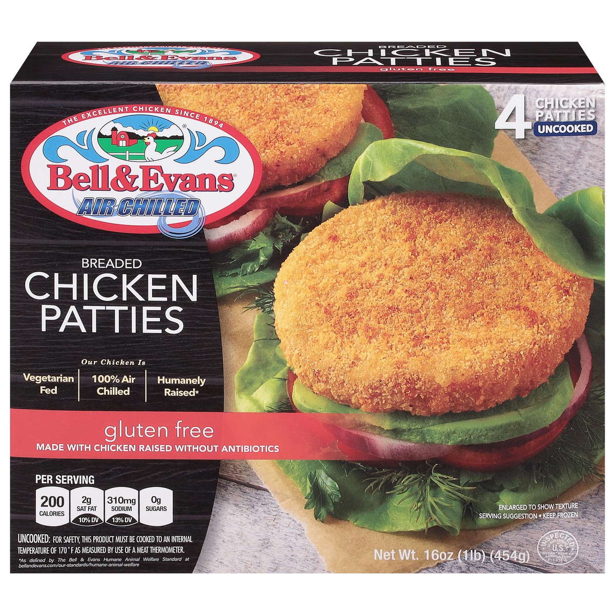 slide 1 of 14, Bell & Evans Chicken Patties, 16 oz