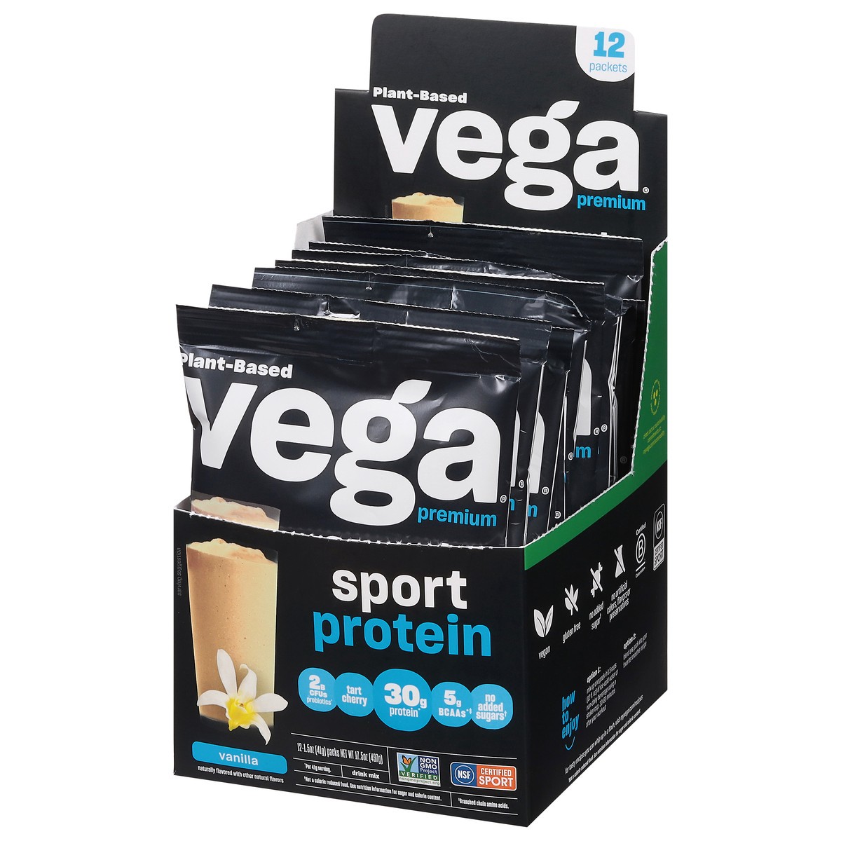 slide 11 of 12, Vega Sport Vanilla Flavored Premium Protein Powder, 1 ct
