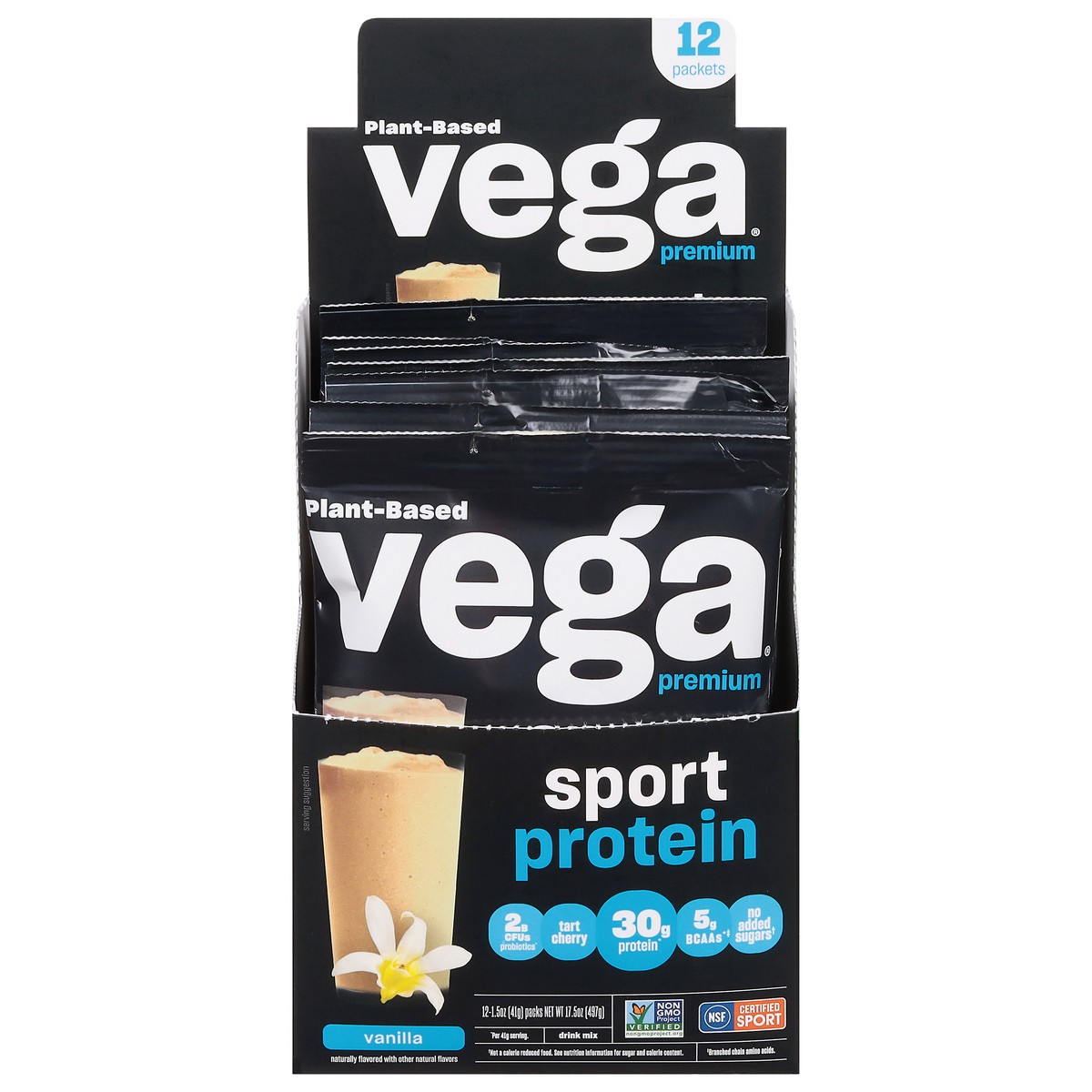slide 1 of 12, Vega Sport Vanilla Flavored Premium Protein Powder, 1 ct