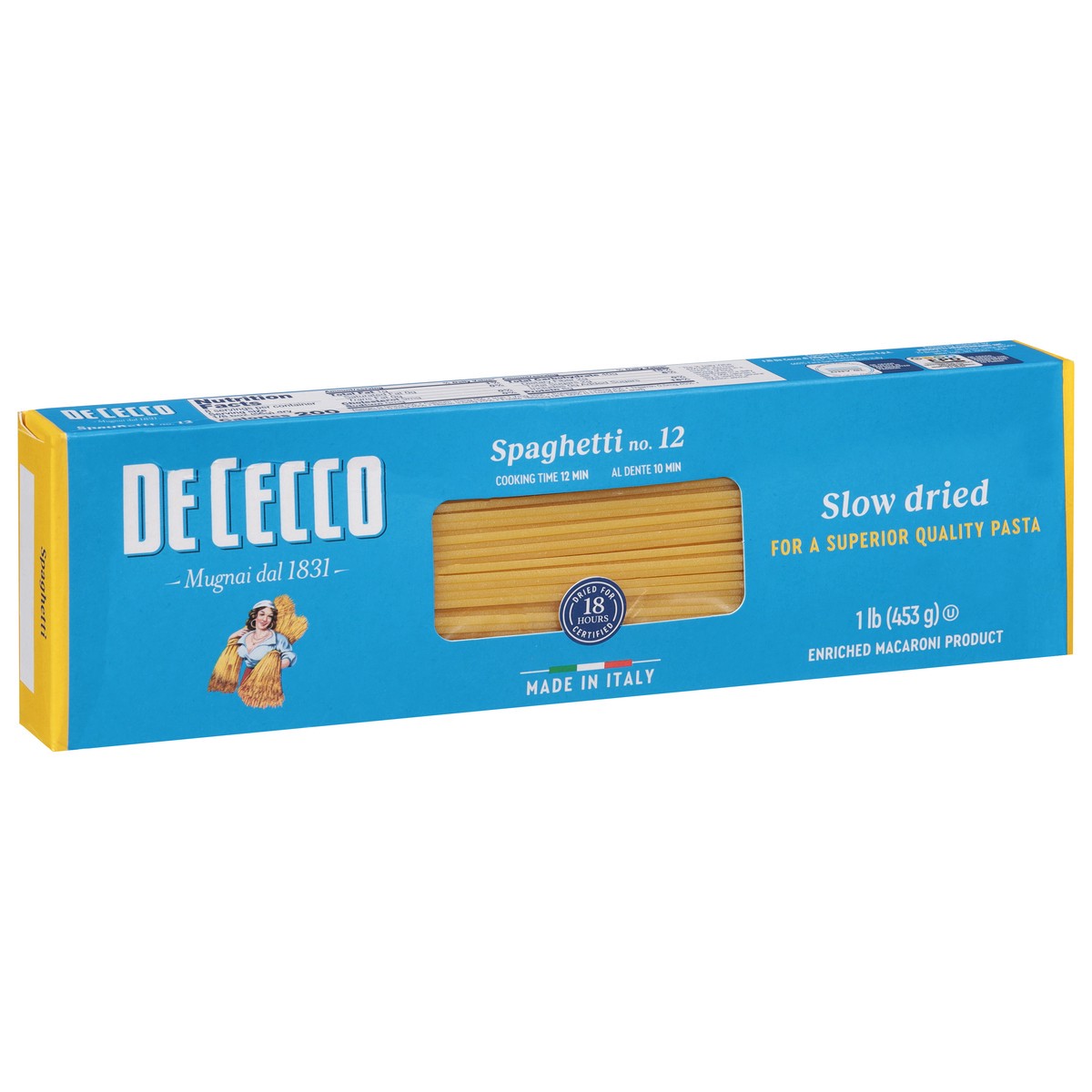 slide 7 of 9, De Cecco No. 12 Bronze Drawn Slow Drying Spaghetti 1 lb, 16 oz