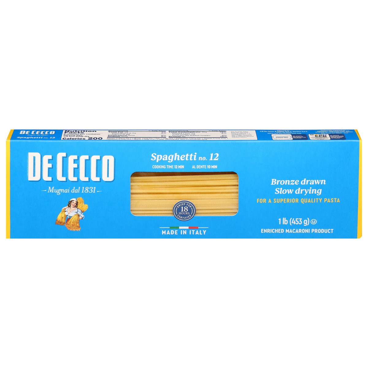 slide 1 of 9, De Cecco No. 12 Bronze Drawn Slow Drying Spaghetti 1 lb, 16 oz