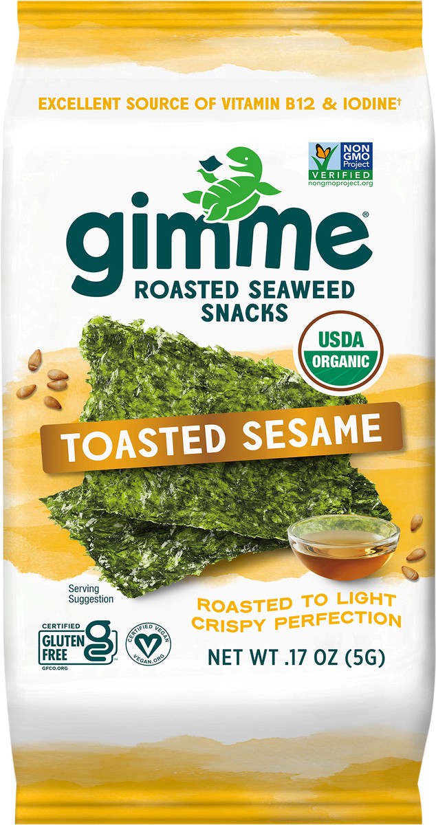slide 4 of 7, gimMe Organic Roasted Toasted Sesame Seaweed Snacks 0.17 oz, 0.17 oz