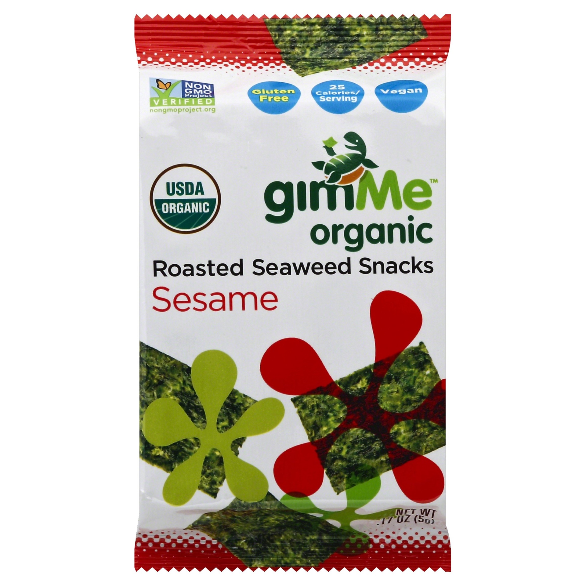 slide 1 of 1, gimMe Organic Roasted Sesame Seaweed Snacks, 0.17 oz