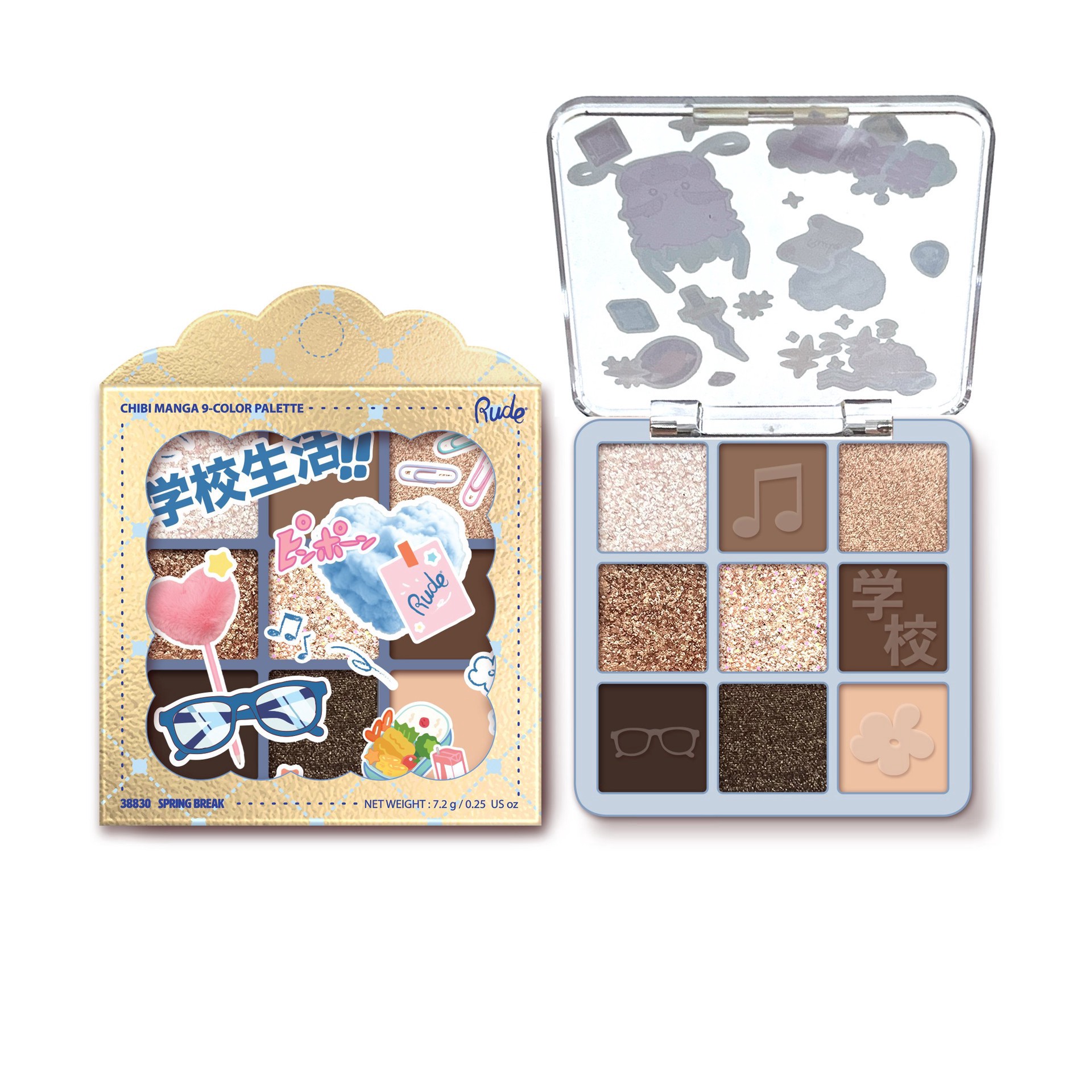 slide 1 of 1, Rude Cosmetics Chibi Manga 9 Color Eyeshadow Palette - Spring Break, 1 ct