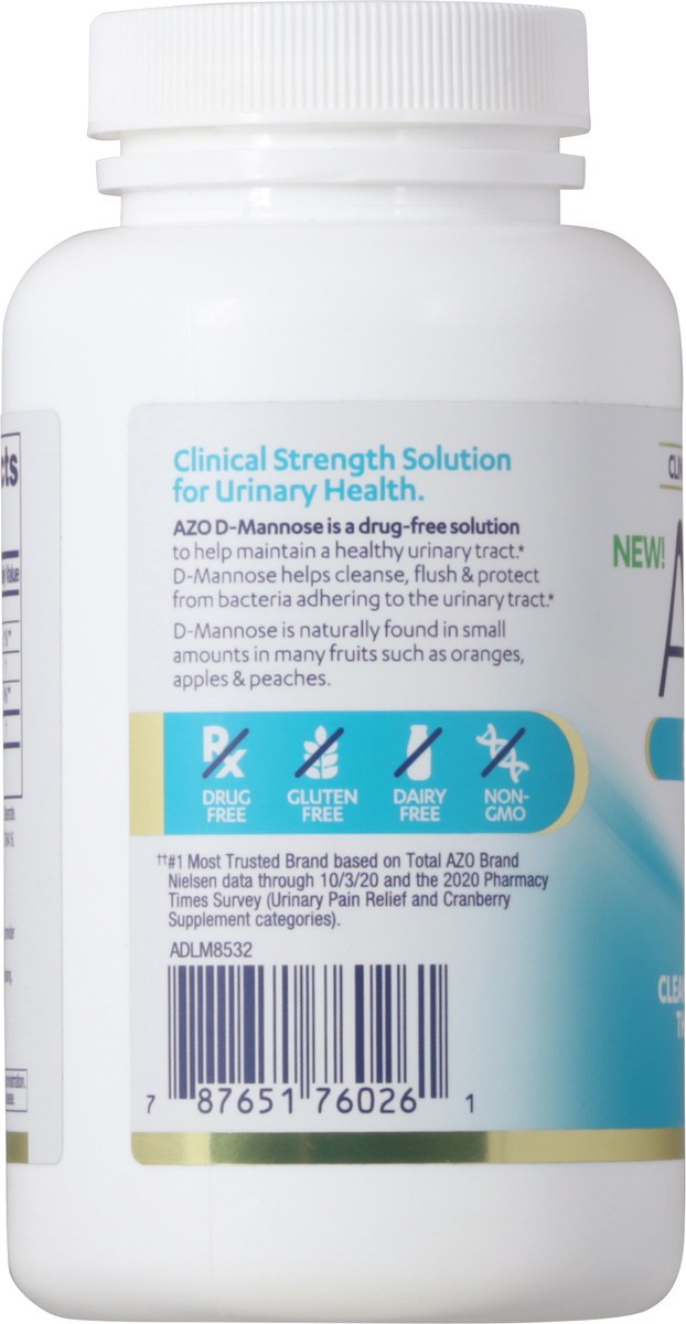 slide 7 of 9, AZO D- Mannose Uriary Health Supplement, 120 ct