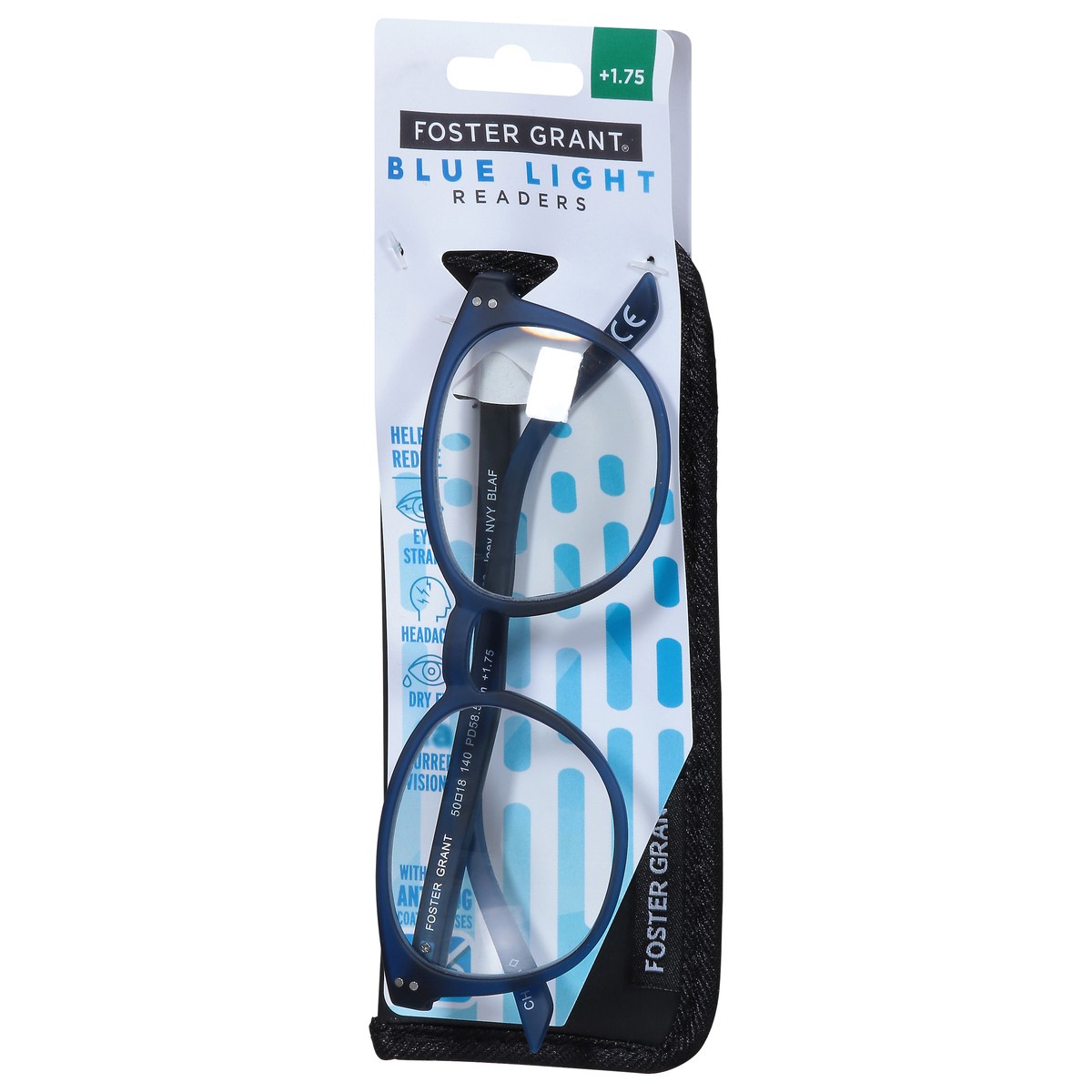 slide 9 of 11, Foster Grant +1.75 Joey NVY BLAF Blue Light Readers 1 ea, 1 ct