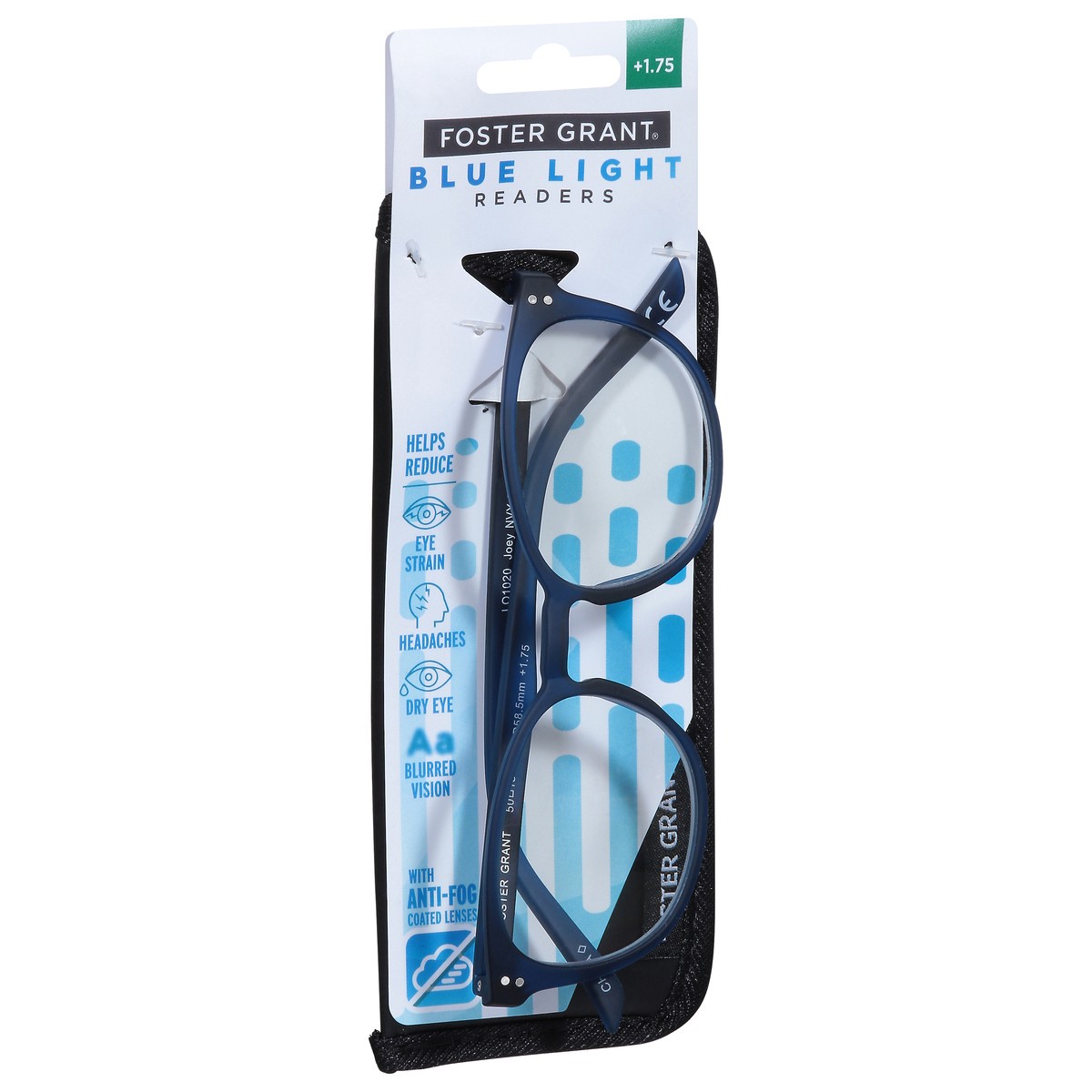 slide 7 of 11, Foster Grant +1.75 Joey NVY BLAF Blue Light Readers 1 ea, 1 ct