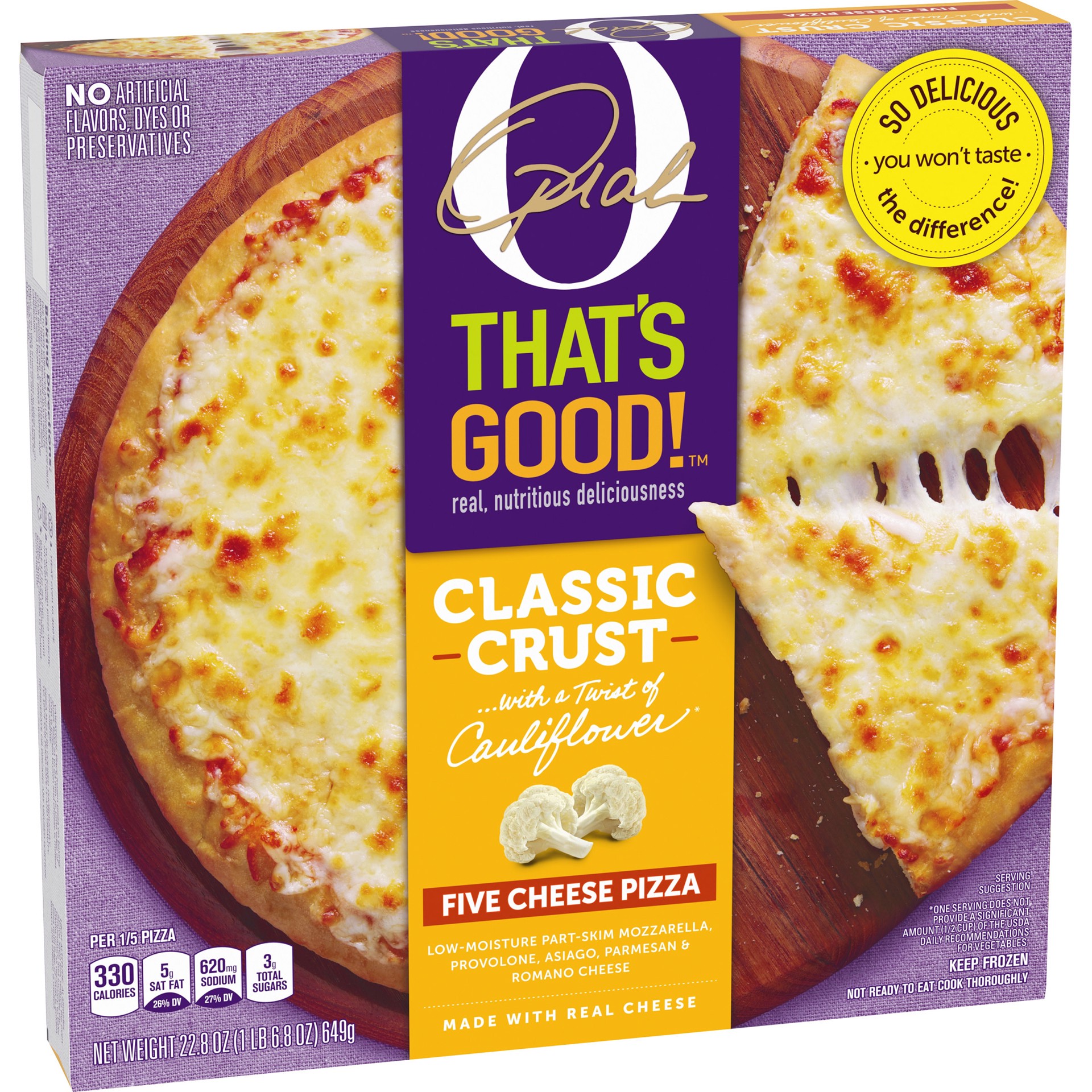 slide 2 of 10, O, That's Good! Classic Crust Five Cheese Pizza, 22.8 oz