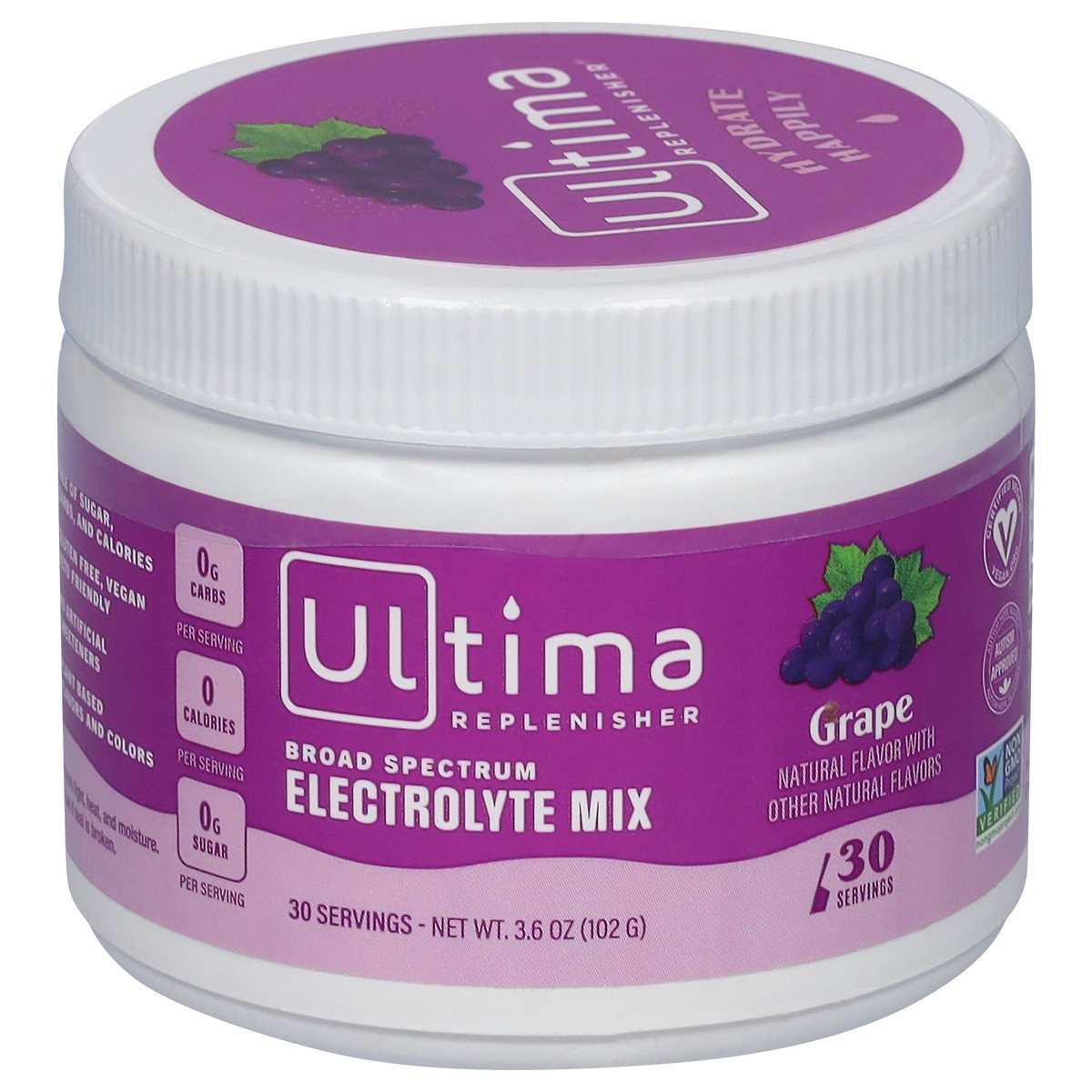slide 1 of 1, Ultima Replenisher Broad Spectrum Grape Electrolyte Mix 3.6 oz, 3.60 ct