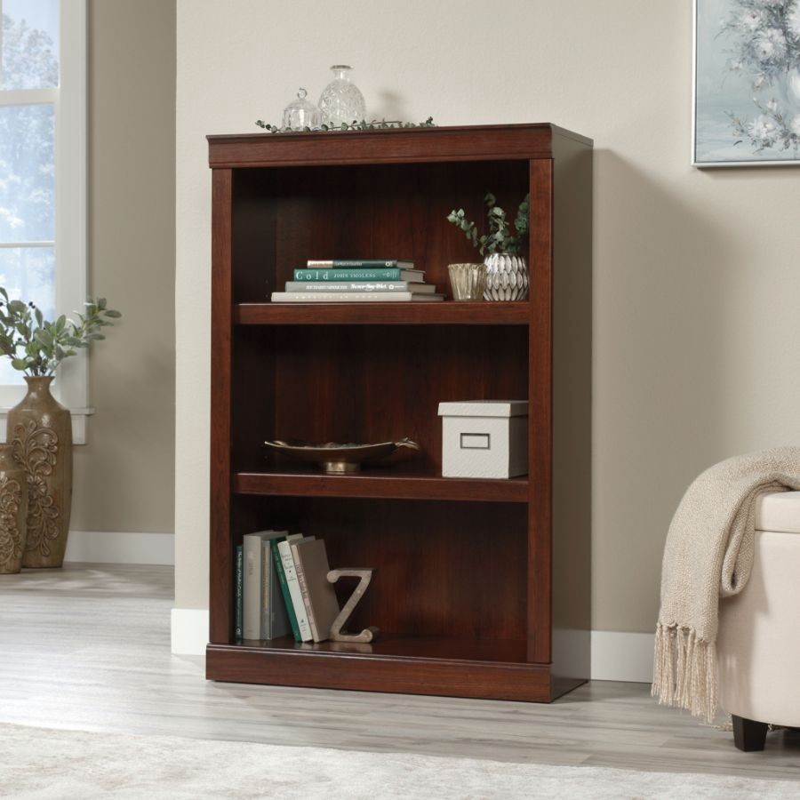 slide 2 of 10, Realspace 45"H 3-Shelf Bookcase, Mulled Cherry, 1 ct