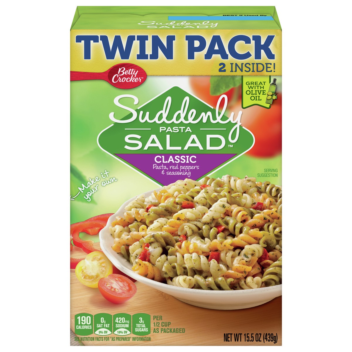 slide 1 of 9, Betty Crocker Suddenly Pasta Salad, Classic, 15.5 oz., Twin Pack, 2 ct