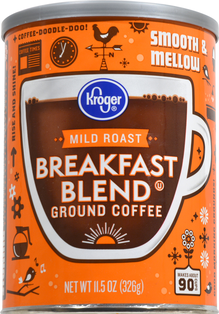 slide 1 of 1, Kroger Breakfast Blend Ground Coffee, 11.5 oz