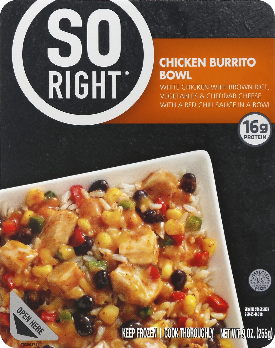 slide 5 of 9, So Right Chicken Burrito Bowl, 9 oz