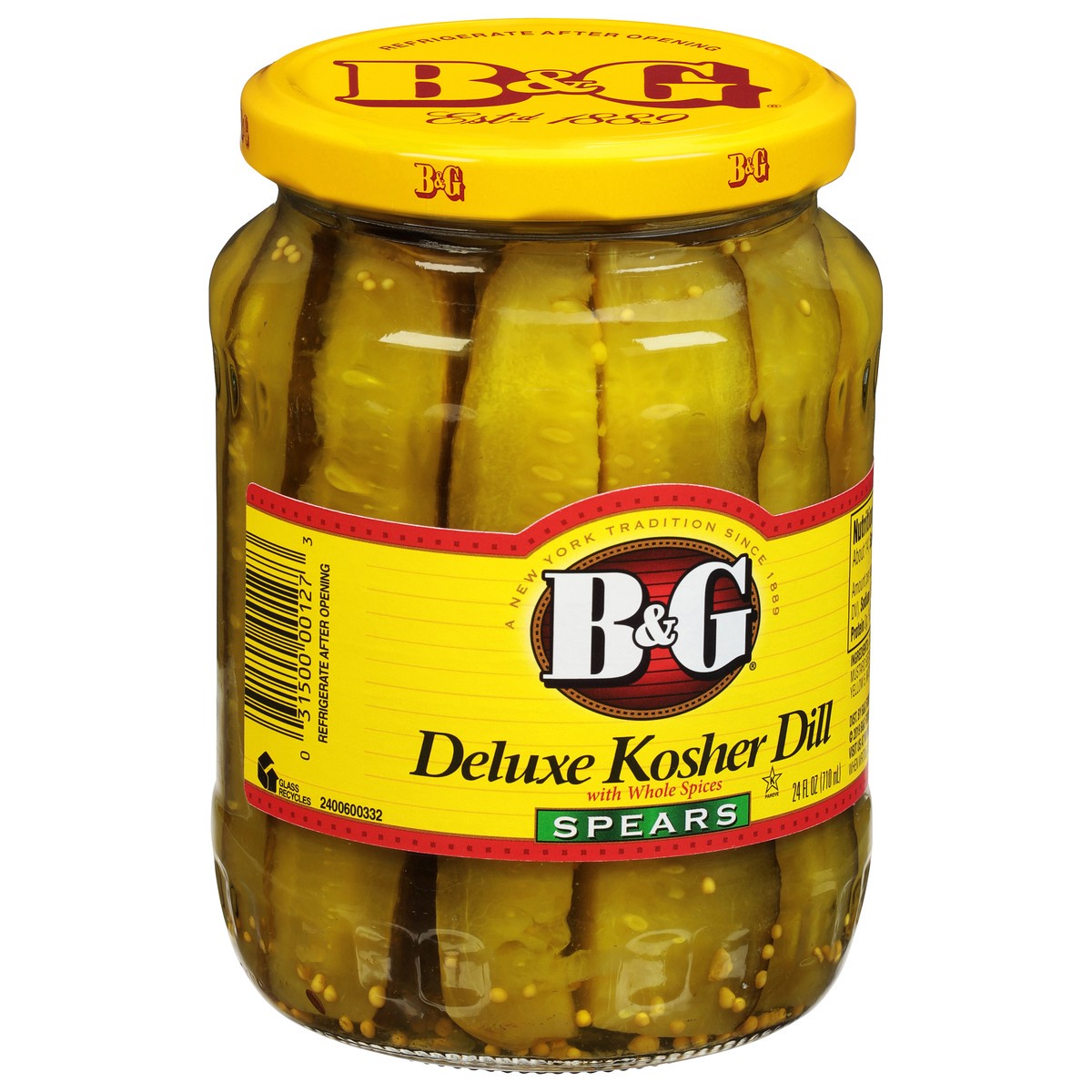 slide 7 of 10, B&G Spears Deluxe Kosher Dill Pickles 24 fl oz, 24 fl oz