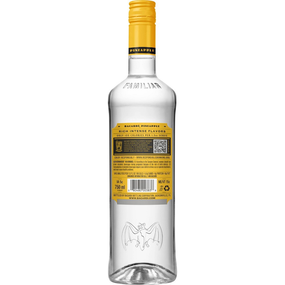 slide 4 of 4, Bacardí Bacardi Pineapple Rum, Gluten Free 35% 75Cl/750Ml, 750 ml