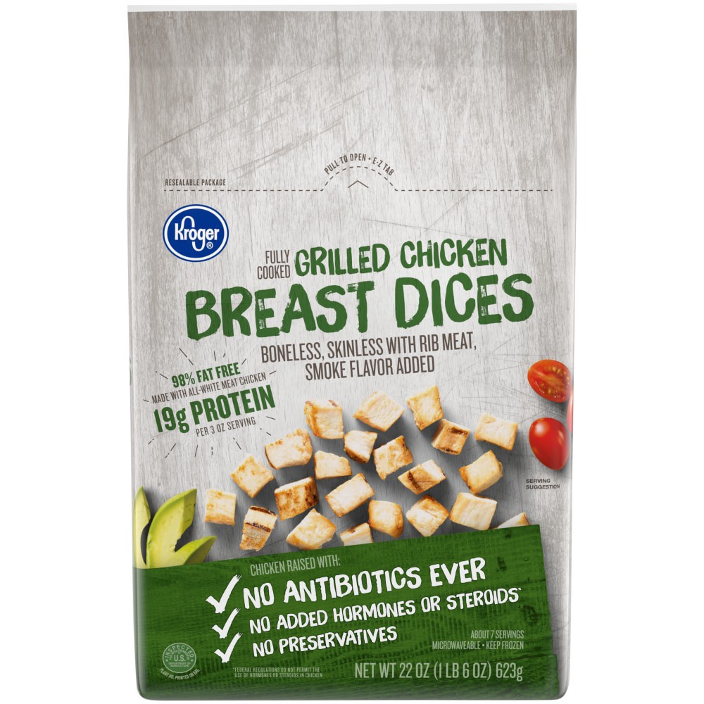 slide 3 of 3, Kroger Grilled Chicken Breast Dices, 22 oz