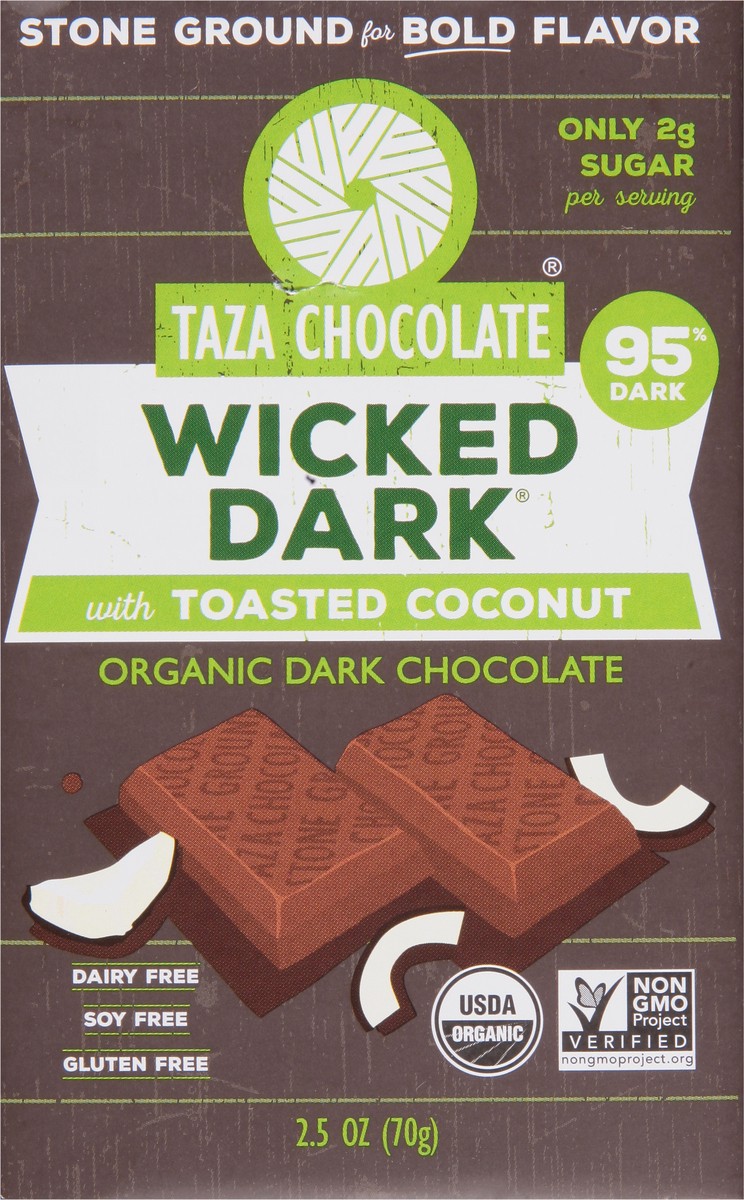 slide 2 of 14, Taza Chocolate Wicked Dark With Toasted Coconut Dark Chocolate Amaze Bar, 2.5 oz