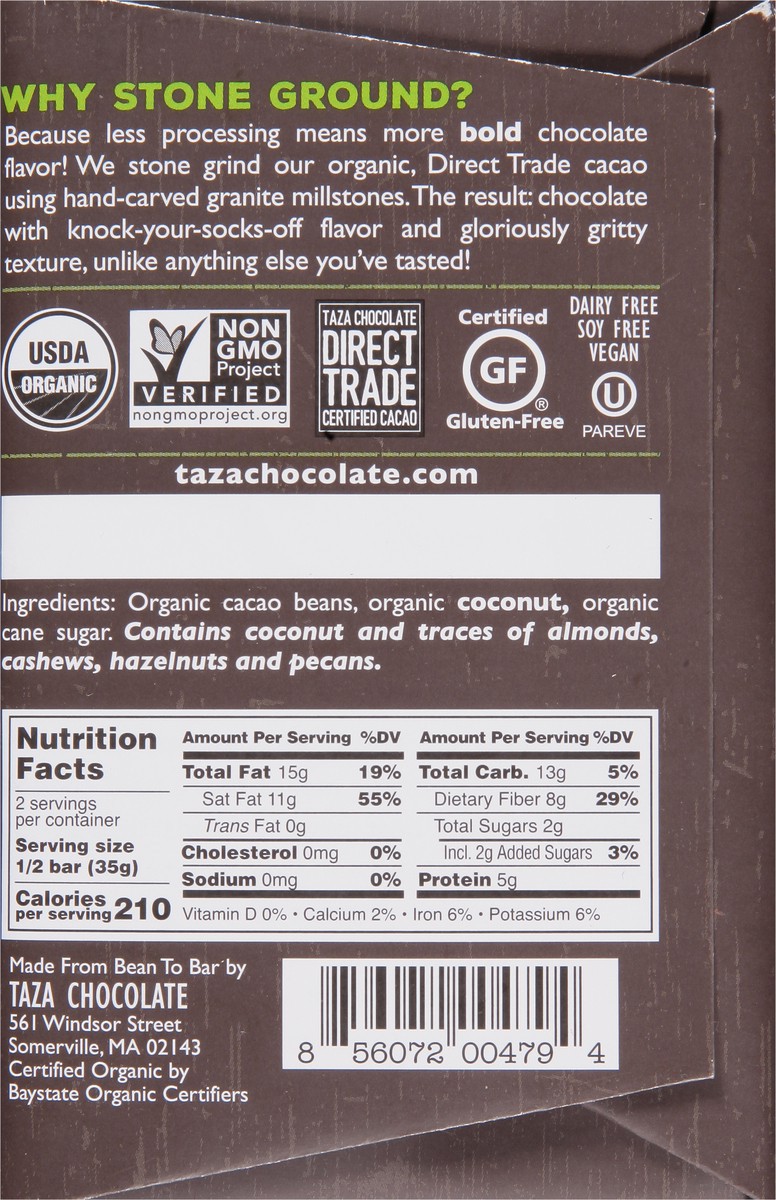 slide 13 of 14, Taza Chocolate Wicked Dark With Toasted Coconut Dark Chocolate Amaze Bar, 2.5 oz