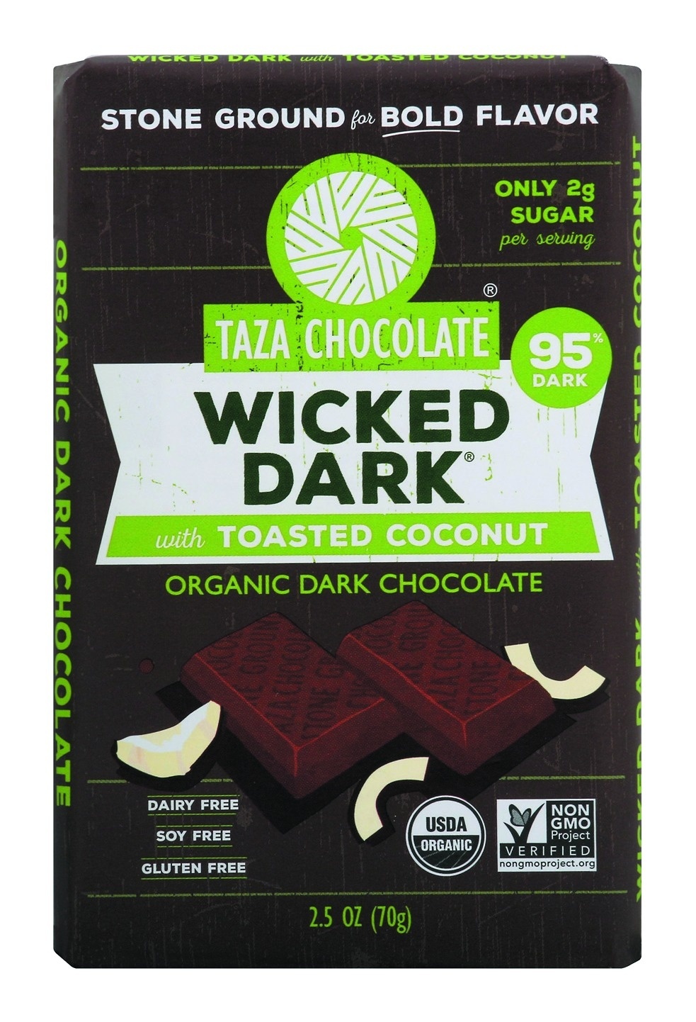 slide 1 of 1, Taza Chocolate Wicked Dark Choco Toasted Coconut Bar, 2.5 oz