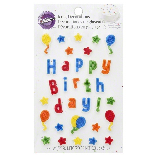 slide 1 of 1, Wilton Happy Birthday Icing Decorations, 1 ct