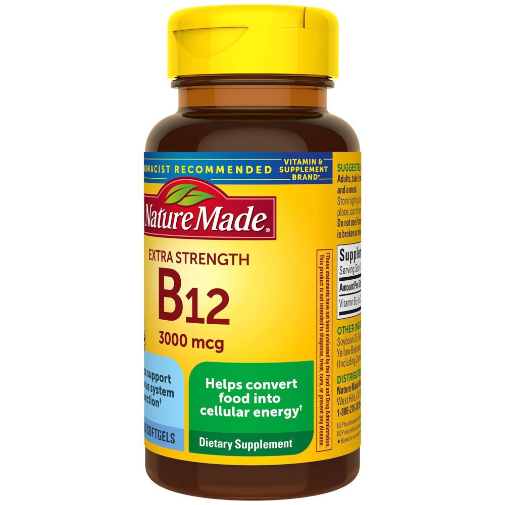 slide 2 of 74, Nature Made Extra Strength Vitamin B12 3000 mcg Energy Metabolism Support Softgels - 60ct, 60 ct