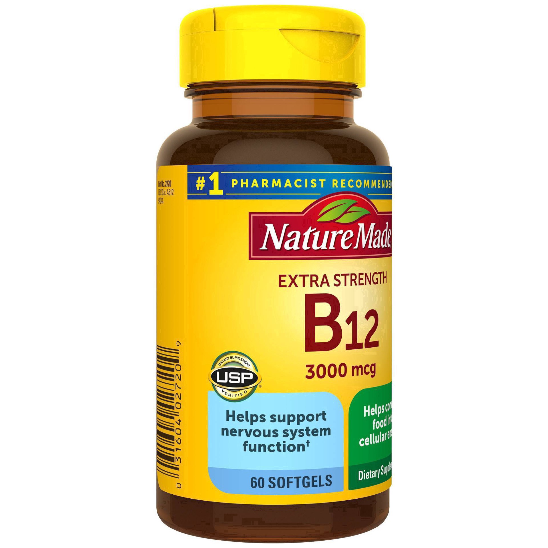 slide 59 of 74, Nature Made Extra Strength Vitamin B12 3000 mcg Energy Metabolism Support Softgels - 60ct, 60 ct