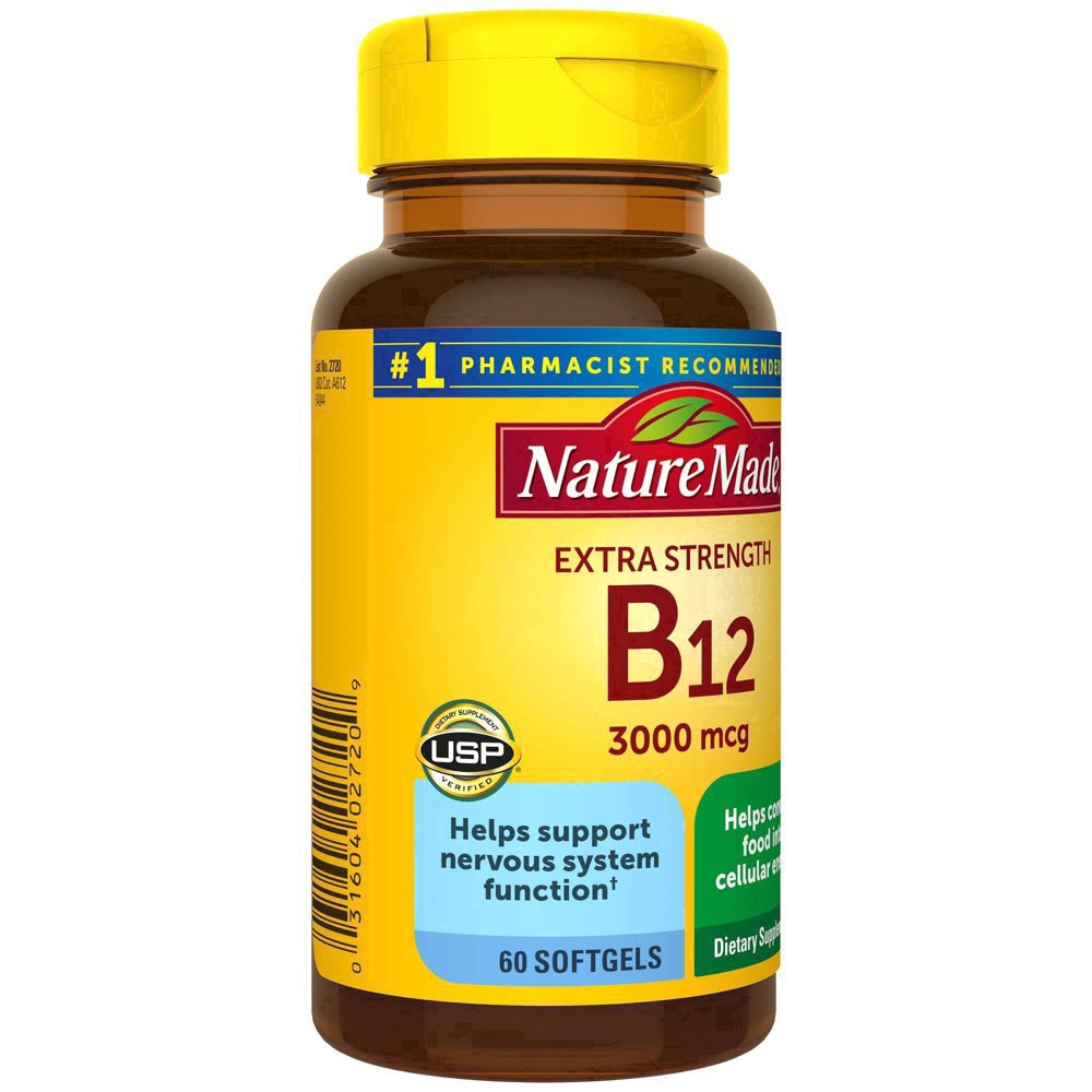 slide 73 of 74, Nature Made Extra Strength Vitamin B12 3000 mcg Energy Metabolism Support Softgels - 60ct, 60 ct