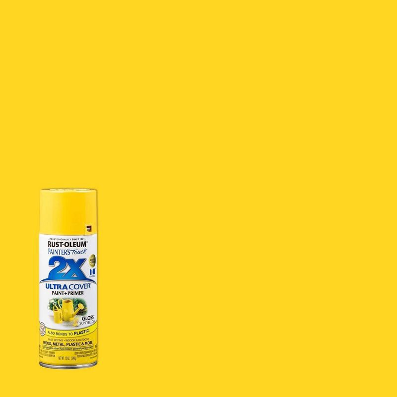 slide 1 of 13, Rust-Oleum 12oz 2X Painter's Touch Ultra Cover Gloss Sun Spray Paint Yellow, 12 oz