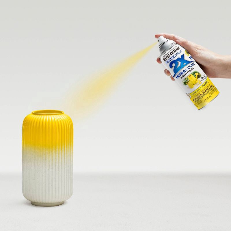 slide 8 of 13, Rust-Oleum 12oz 2X Painter's Touch Ultra Cover Gloss Sun Spray Paint Yellow, 12 oz