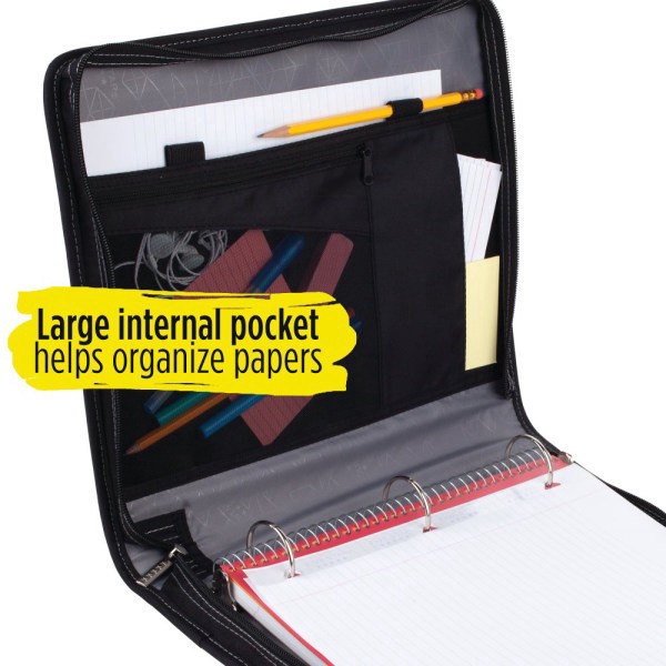 slide 2 of 4, Five Star Zipper Binder, 1-1/2'' Rings, Black/Gray, 1 ct