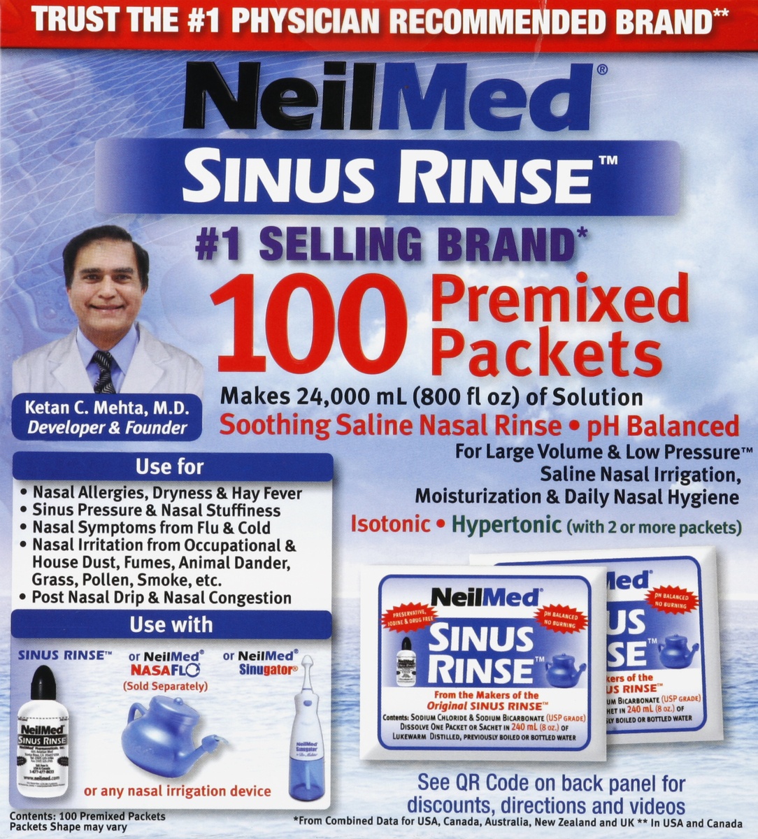 slide 4 of 5, NeilMed Sinus Relief Rinse Packsts, 100 ct