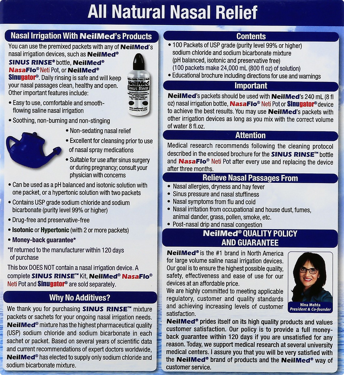 slide 2 of 9, NeilMed Sinus Rinse Premixed Packets Saline Nasal Rinse 100 ea, 100 ct