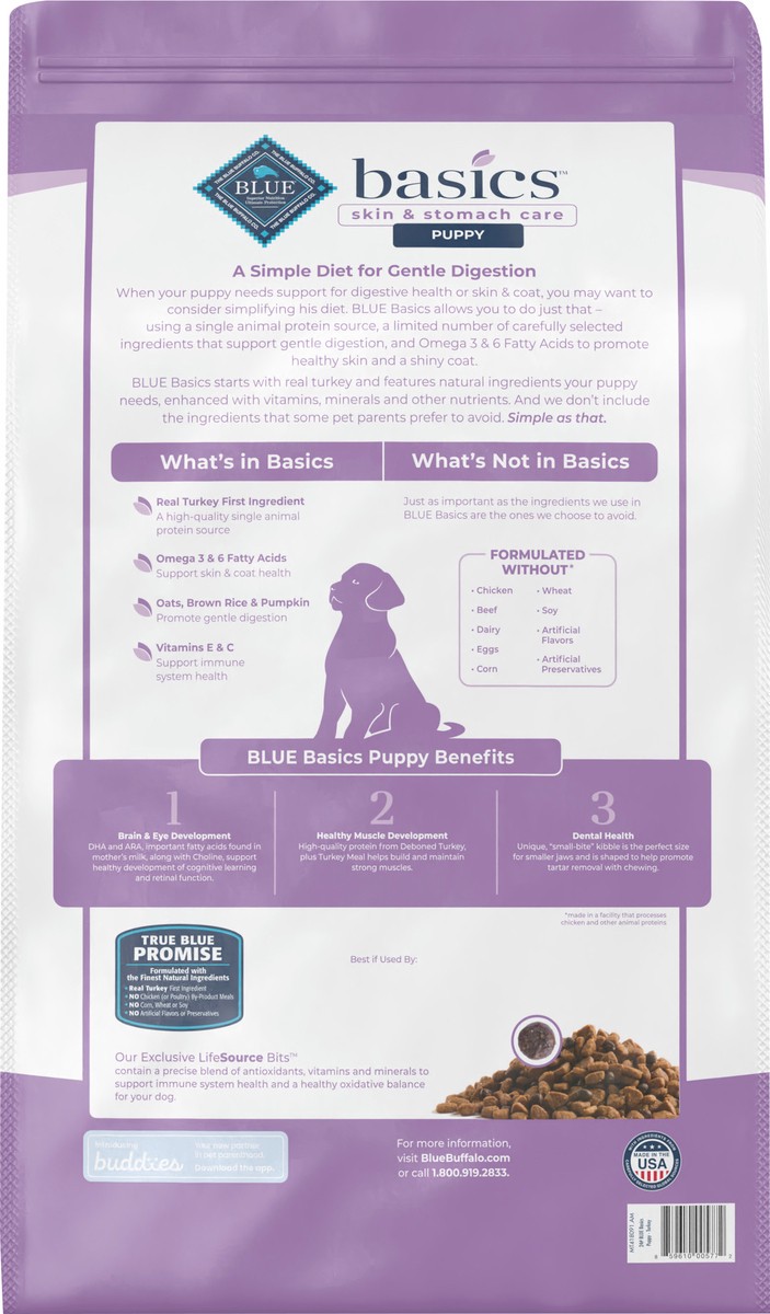 slide 5 of 11, Blue Buffalo Basics Skin & Stomach Care, Natural Puppy Dry Dog Food, Turkey & Potato 24-lb, 24 lb