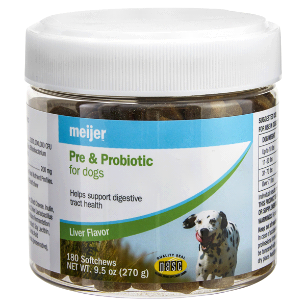 slide 1 of 1, Meijer Pre & Probiotic Dog Softchews, Liver Flavor, 180 ct