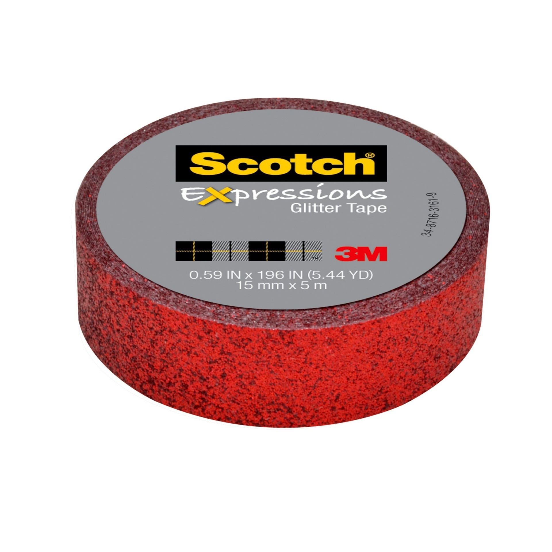 slide 1 of 5, Scotch Expressions Glitter Tape 59 in X 196 In Red Glitter, 59 in